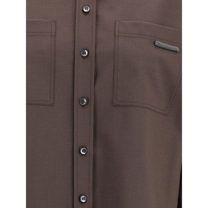 Brown Fleece Wool Shirt