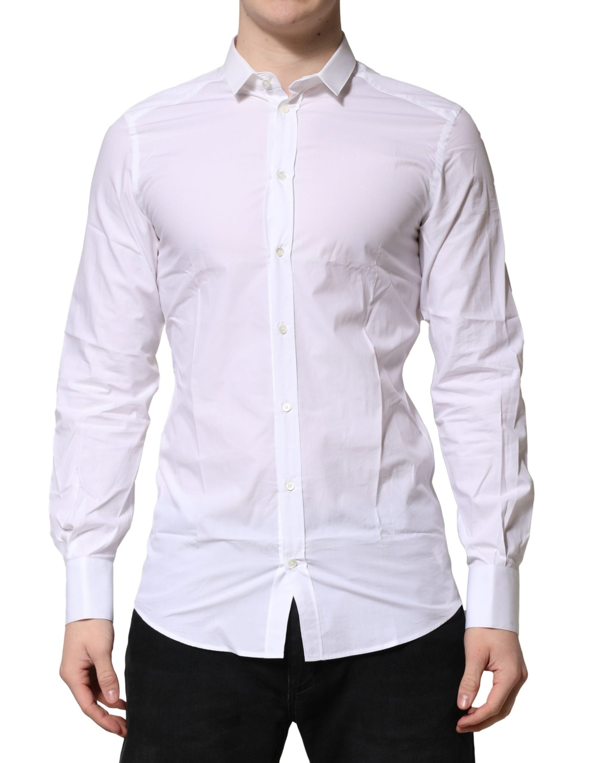 White Cotton GOLD Long Sleeves Formal Shirt