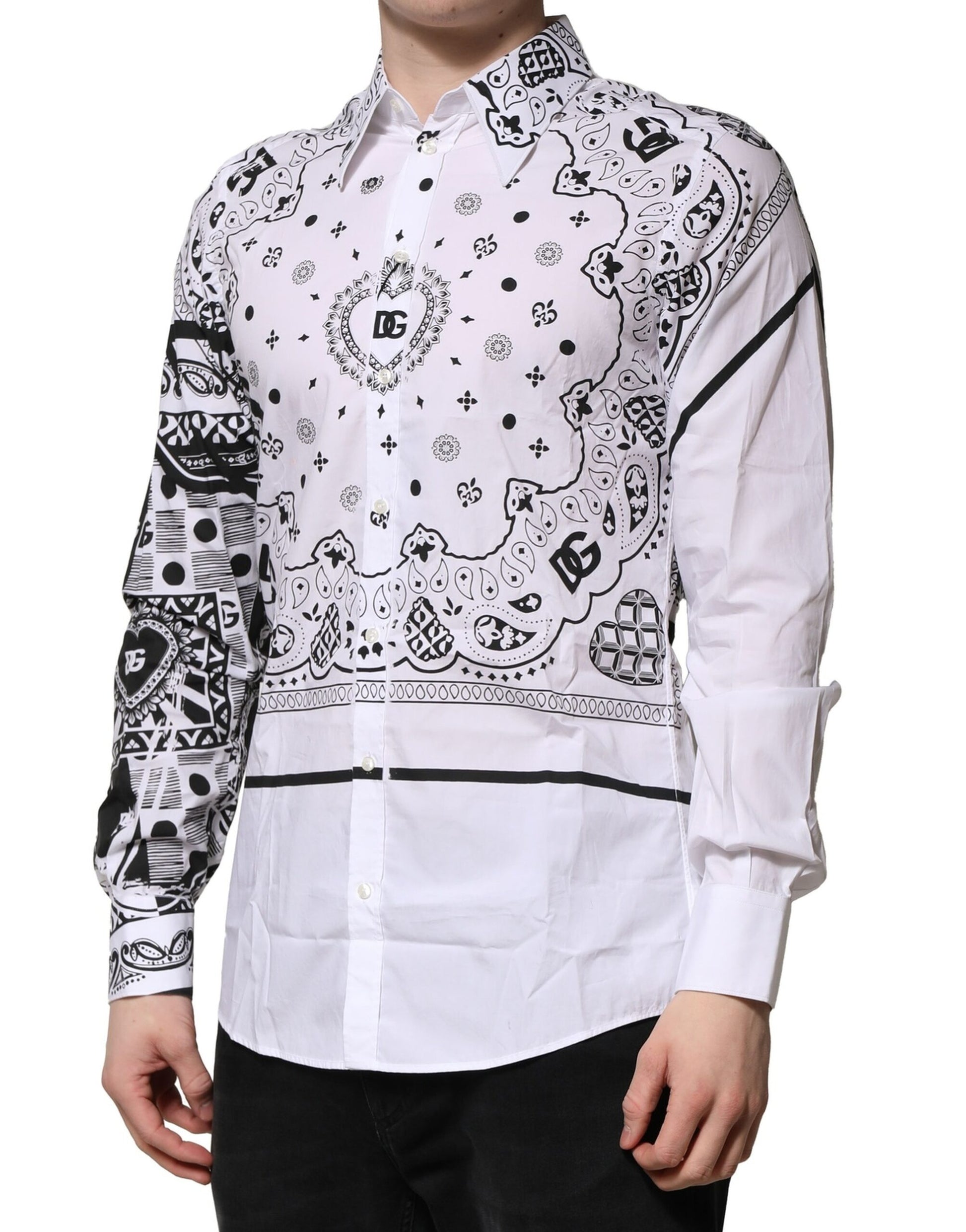 White MARTINI Bandana Print Formal Shirt
