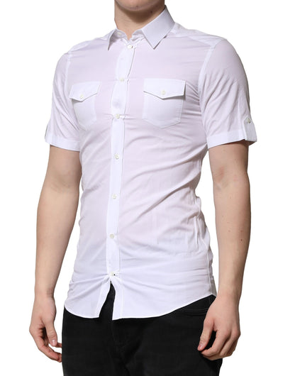 White Cotton Short Sleeves GOLD Casual Shirt