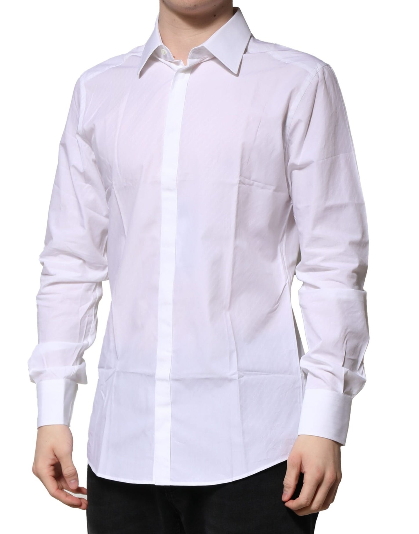 White GOLD Long Sleeves Men Dress Formal Shirt