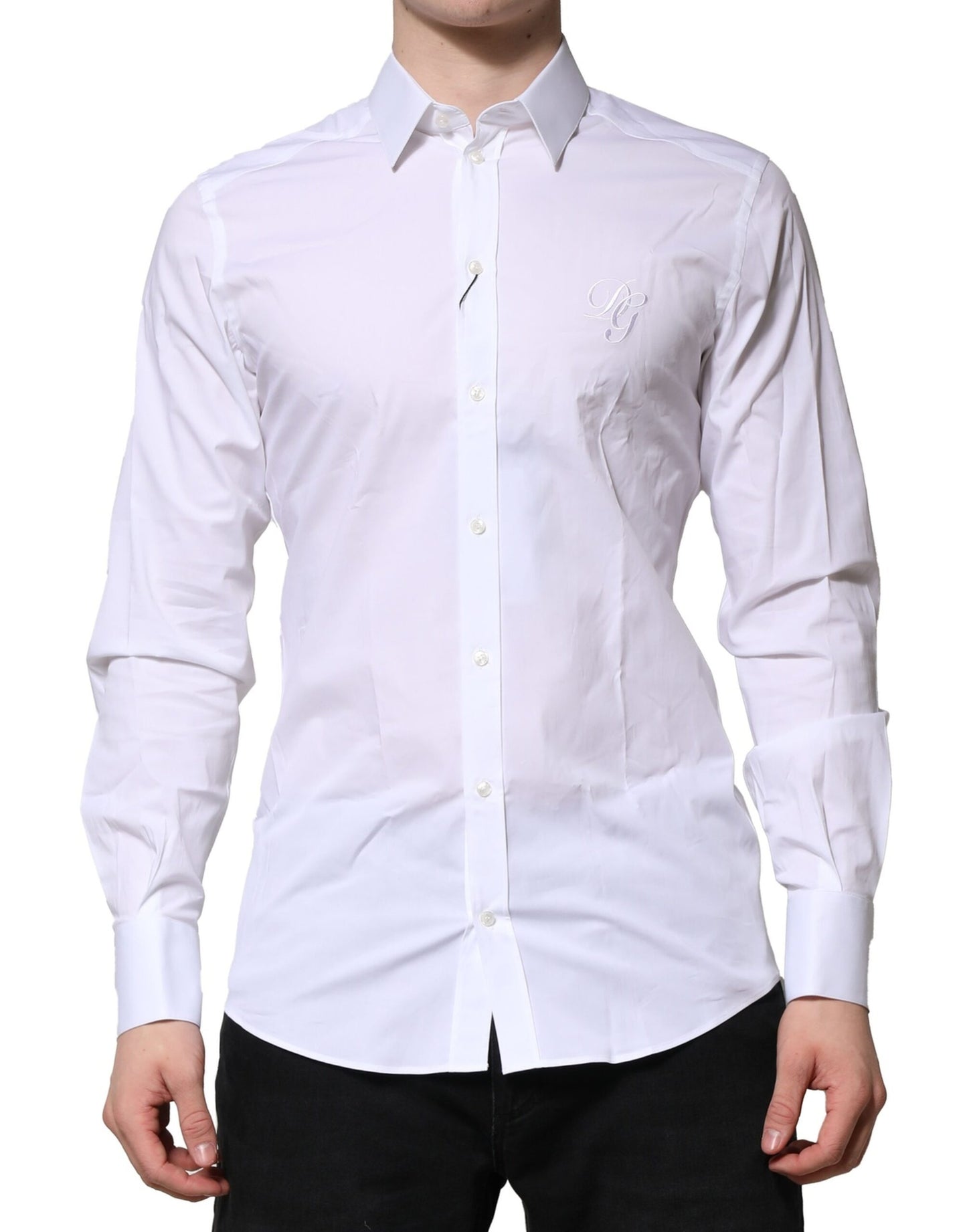 White Cotton GOLD Long Sleeves Formal Shirt