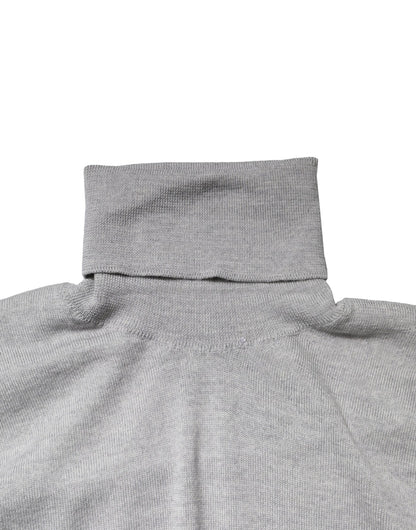 Gray Long Sleeve Turtleneck Pullover Sweater