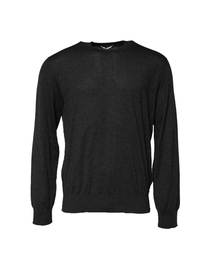 Gray Long Sleeve Crew Neck Pullover Sweater