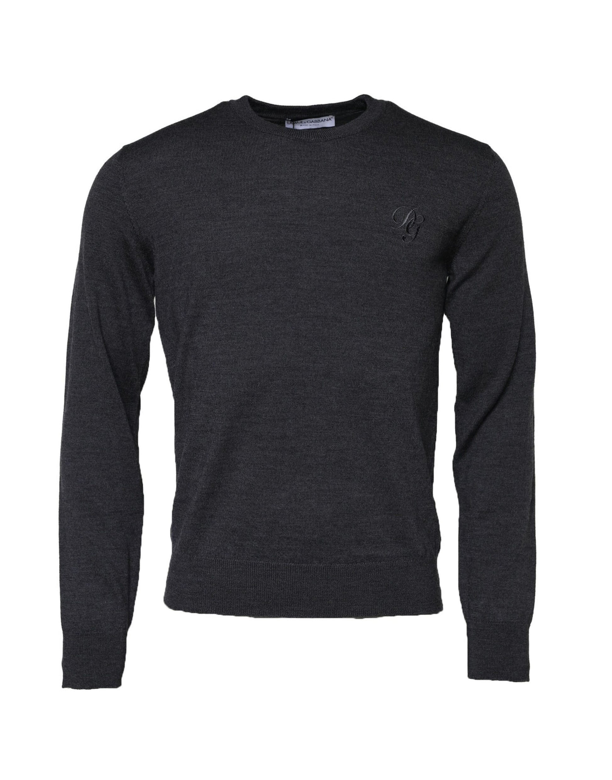 Dark Gray Wool Crew Neck Sweatshirt Sweater