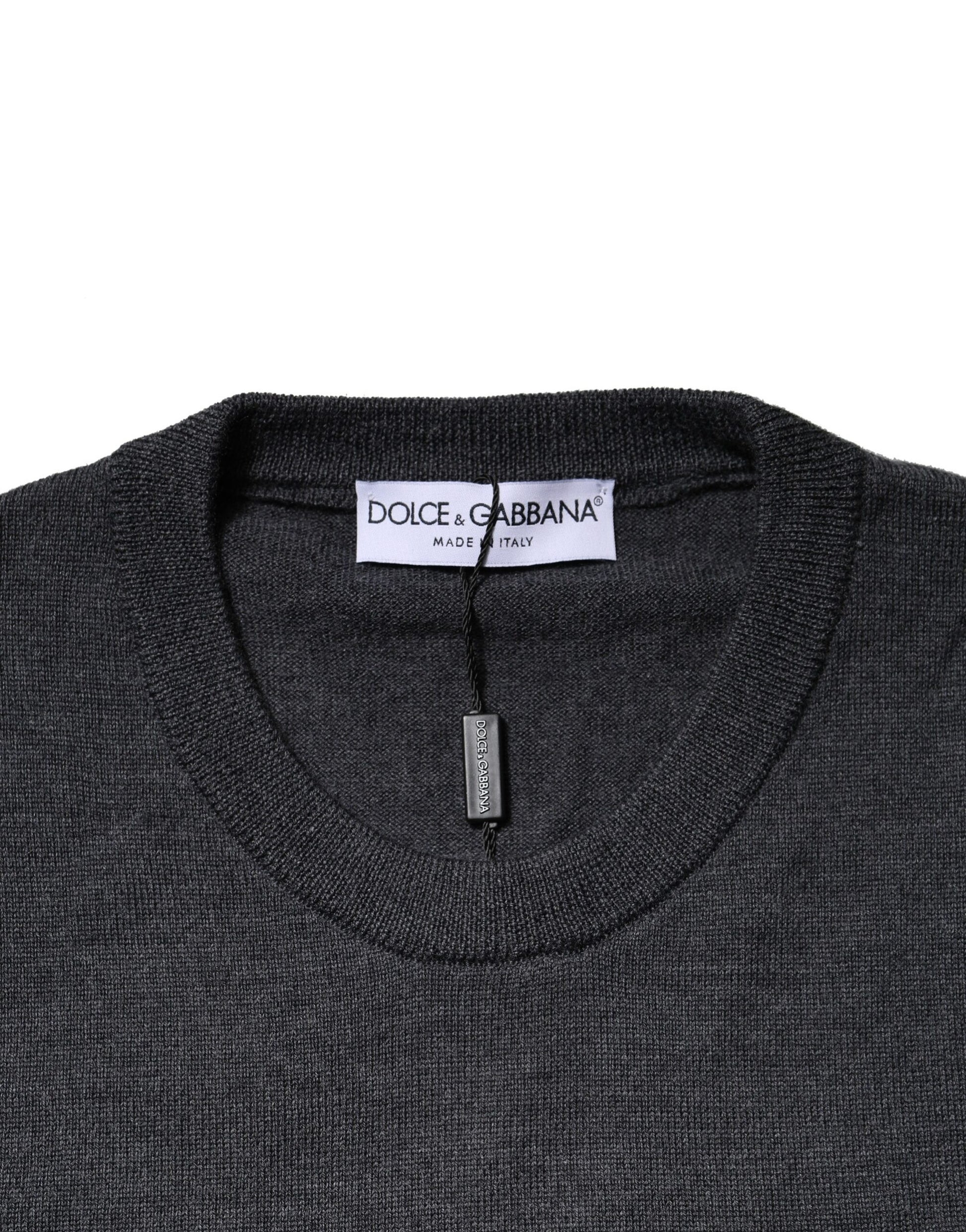 Dark Gray Wool Crew Neck Sweatshirt Sweater