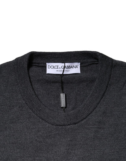 Dark Gray Wool Crew Neck Sweatshirt Sweater