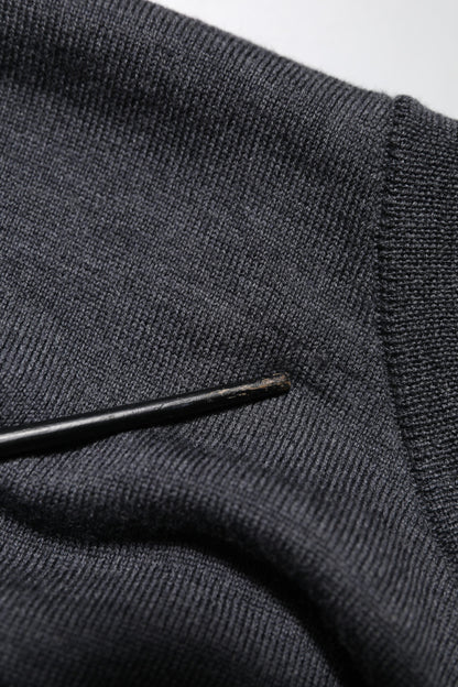 Dark Gray Wool Crew Neck Sweatshirt Sweater