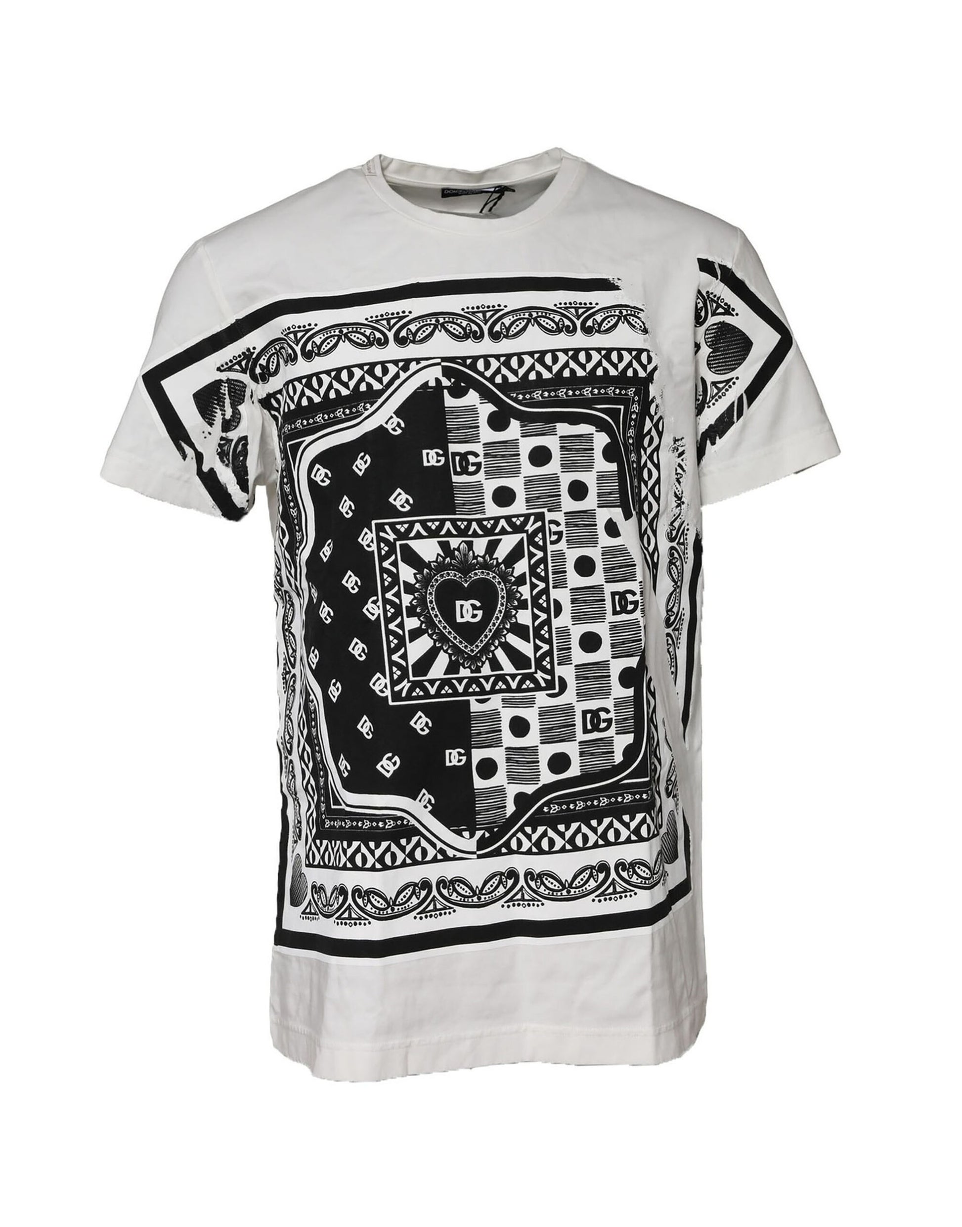 White Bandana Cotton Men Crew Neck T-shirt
