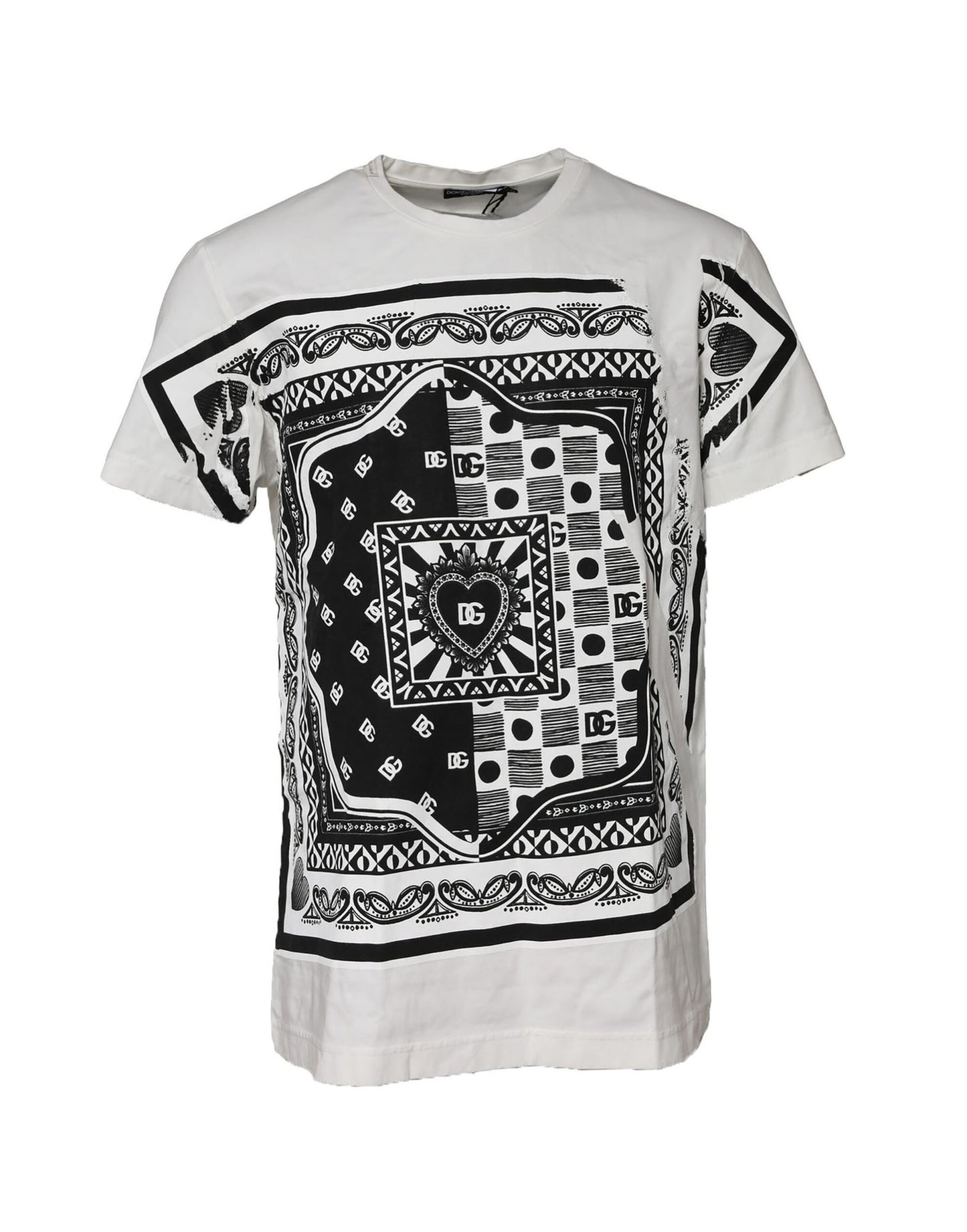 White Bandana Cotton Men Crew Neck T-shirt