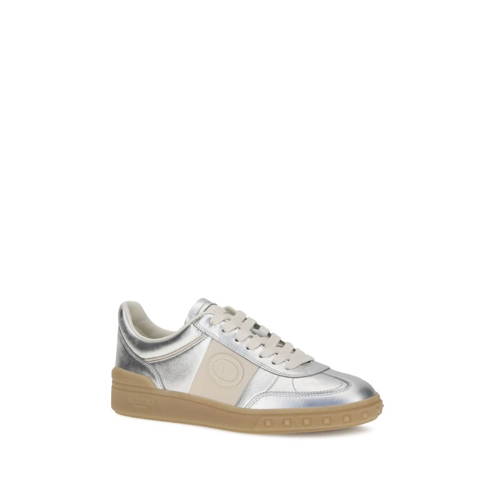 Silver Calf Leather Bos Taurus Low Top Sneakers