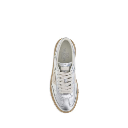 Silver Calf Leather Bos Taurus Low Top Sneakers