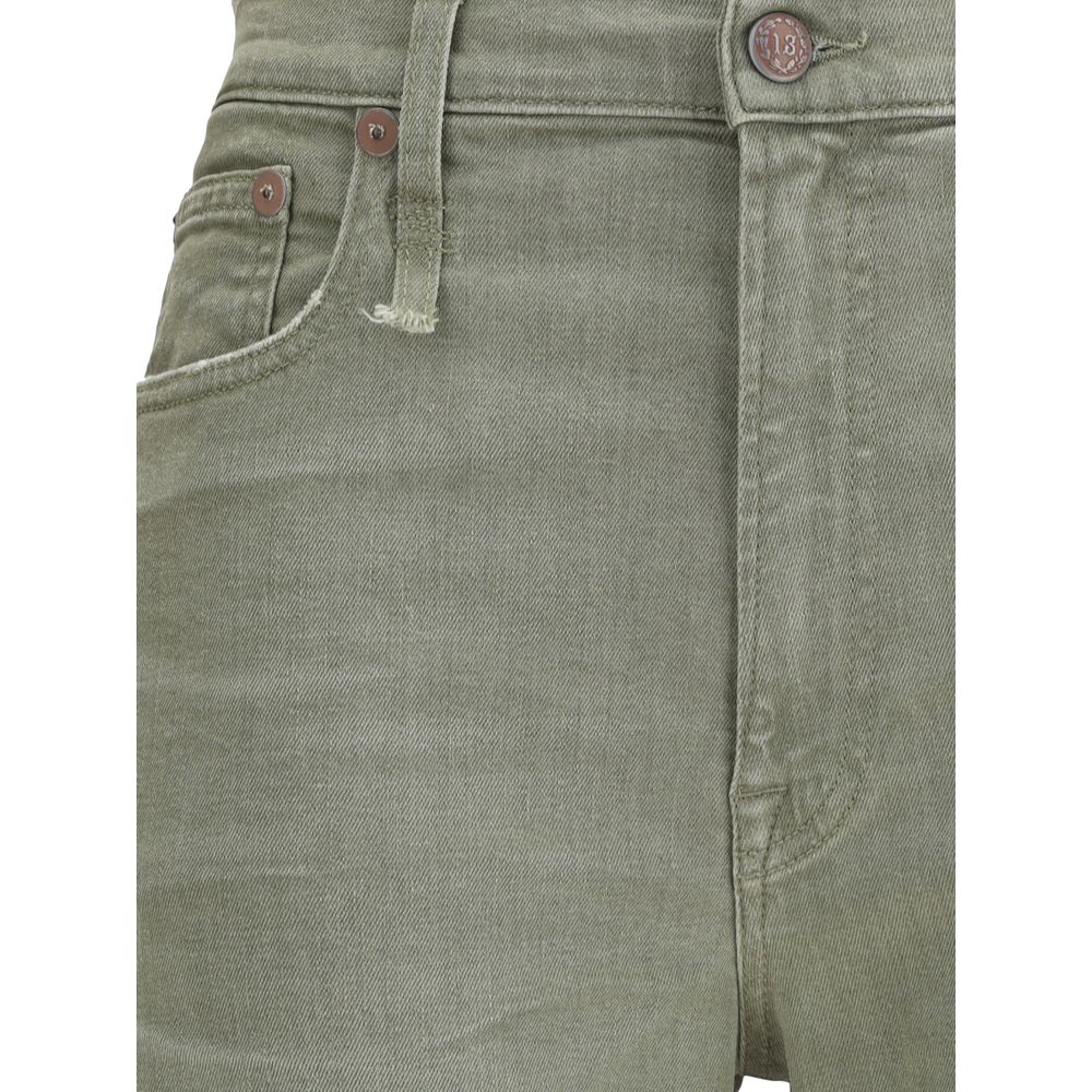 Green Cotton Flared Jeans