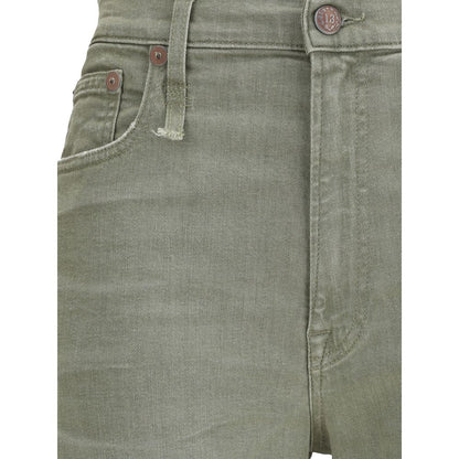 Green Cotton Flared Jeans