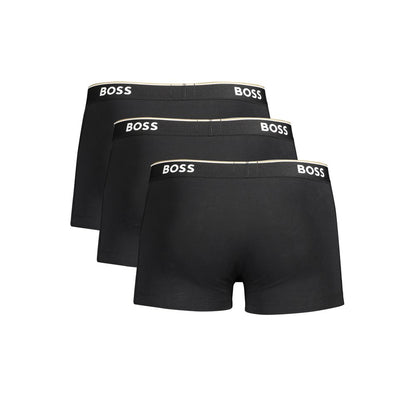 Black Cotton Men's Boxer Briefs