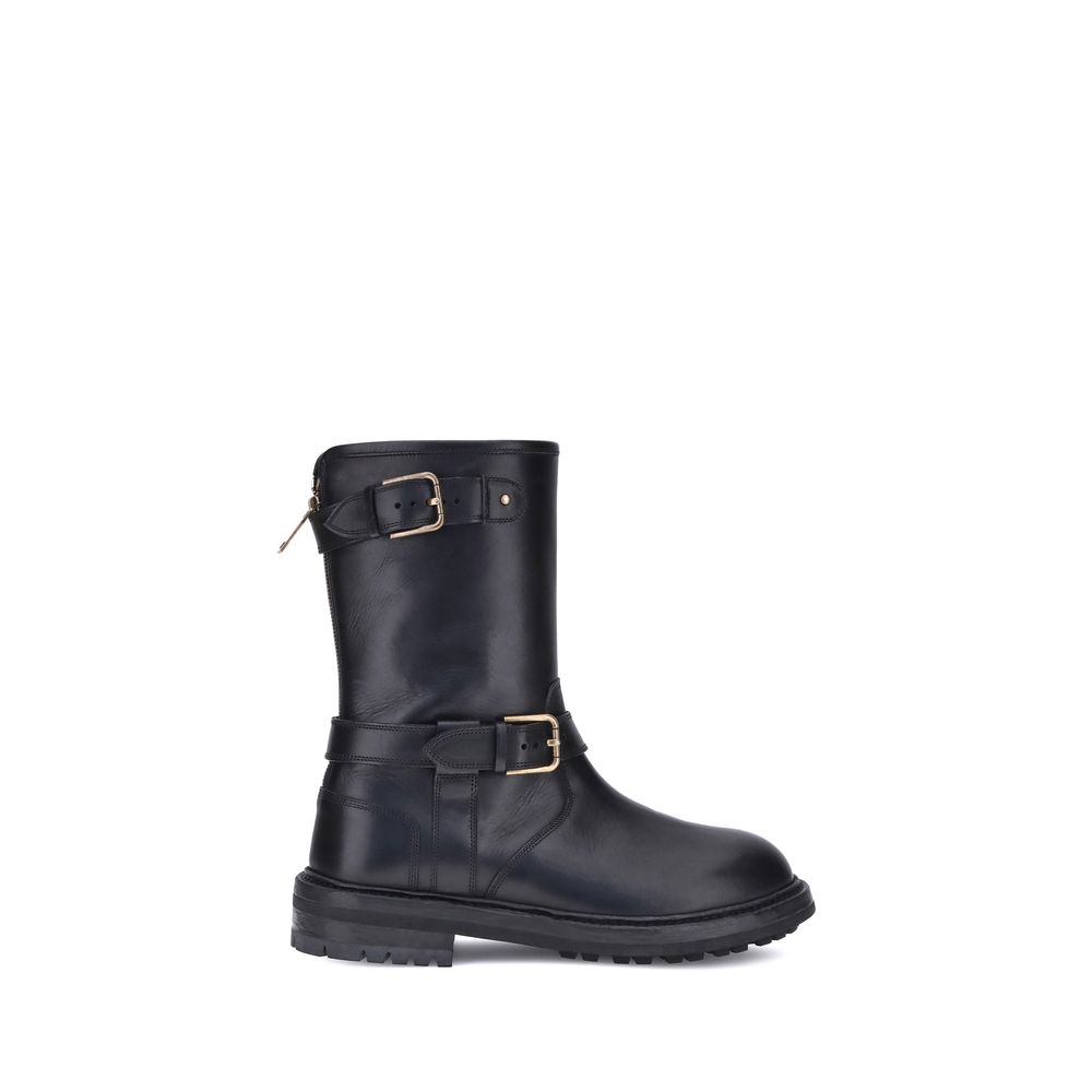 Black Calf Leather Bos Taurus Lace-Up Boots