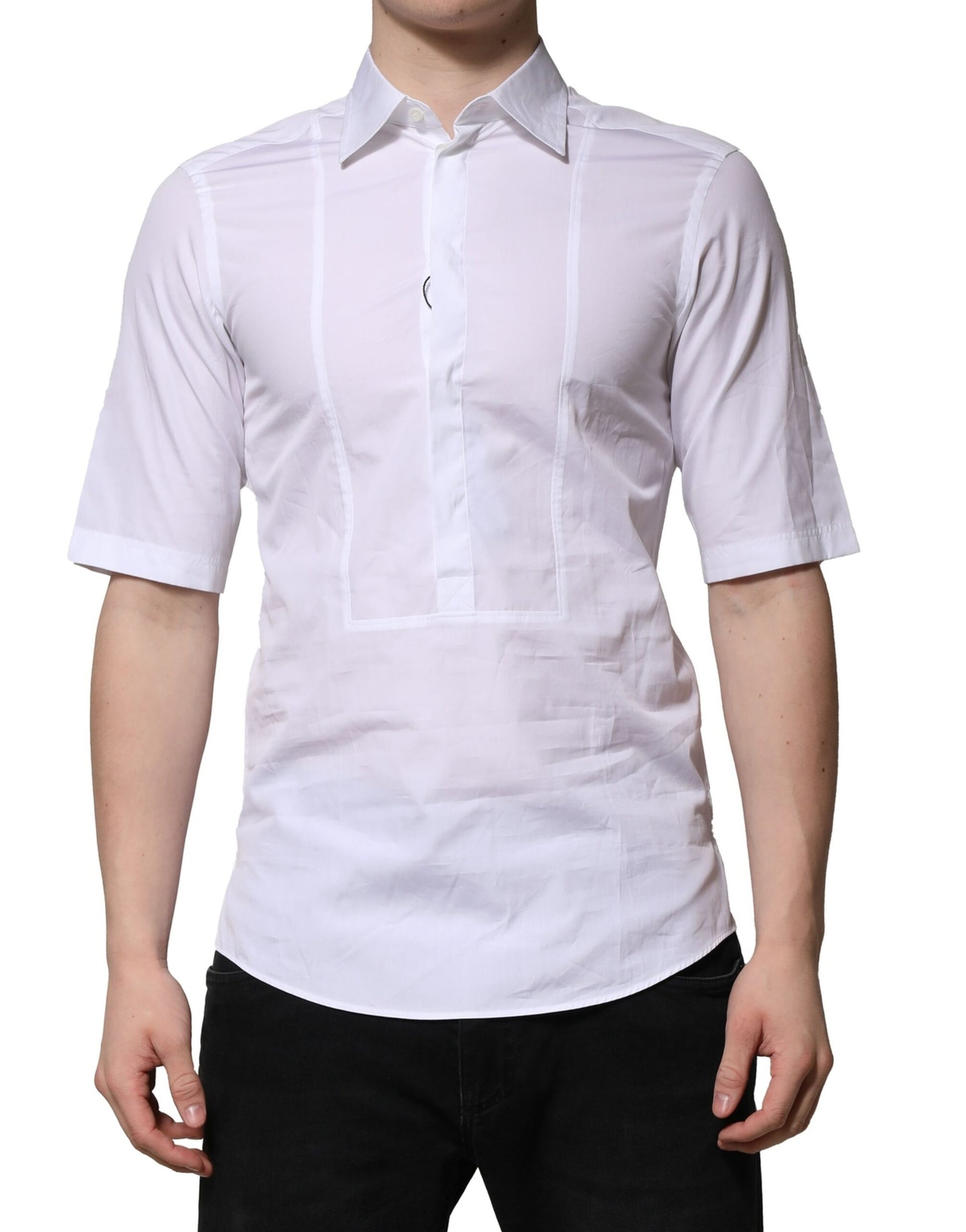 White Cotton Short Sleeves Men Formal Shirt