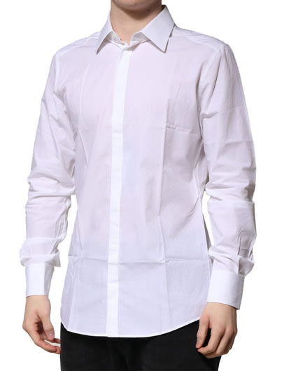 White Cotton GOLD Long Sleeves Formal Shirt