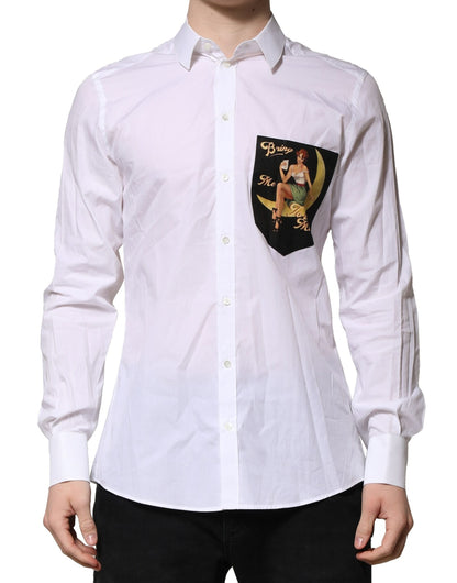 White Cotton MARTINI Long Sleeve Formal Shirt