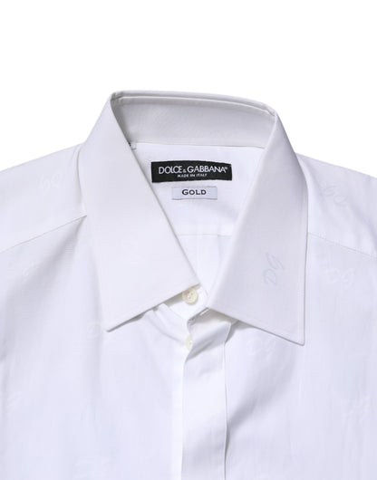 White Cotton GOLD Long Sleeves Formal Shirt
