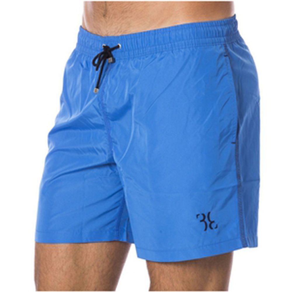 Blue Polyester Men's Swimwear Trunk