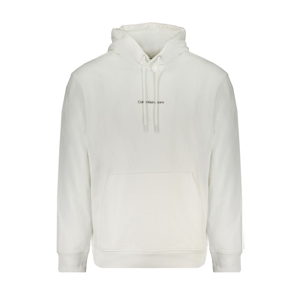 White Cotton Men Sweater with Hood