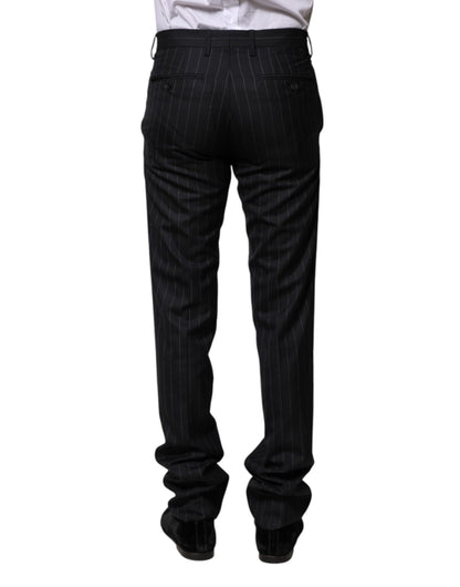 Black Wool Striped Formal Pants