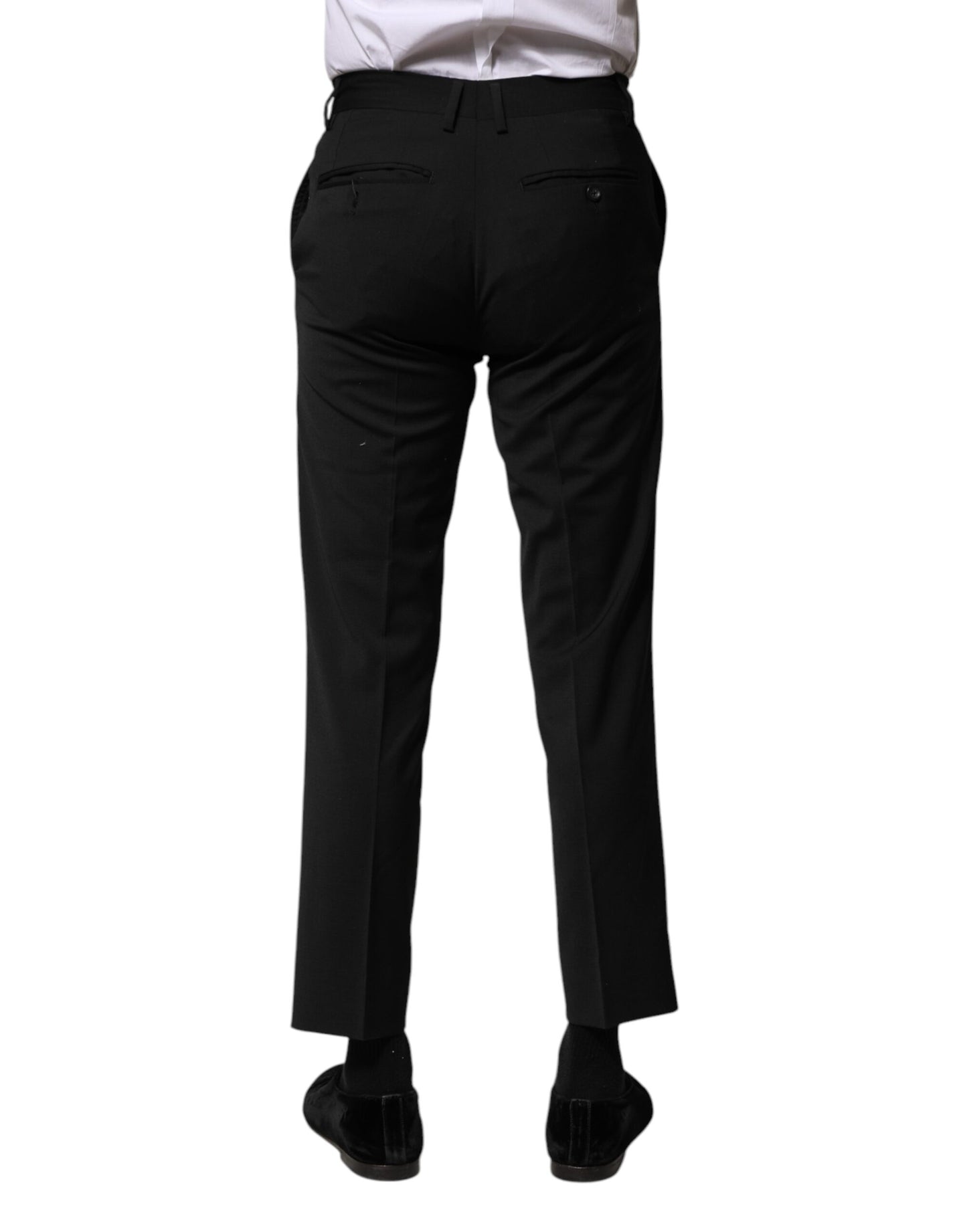 Black Wool Formal Men Cropped Pants