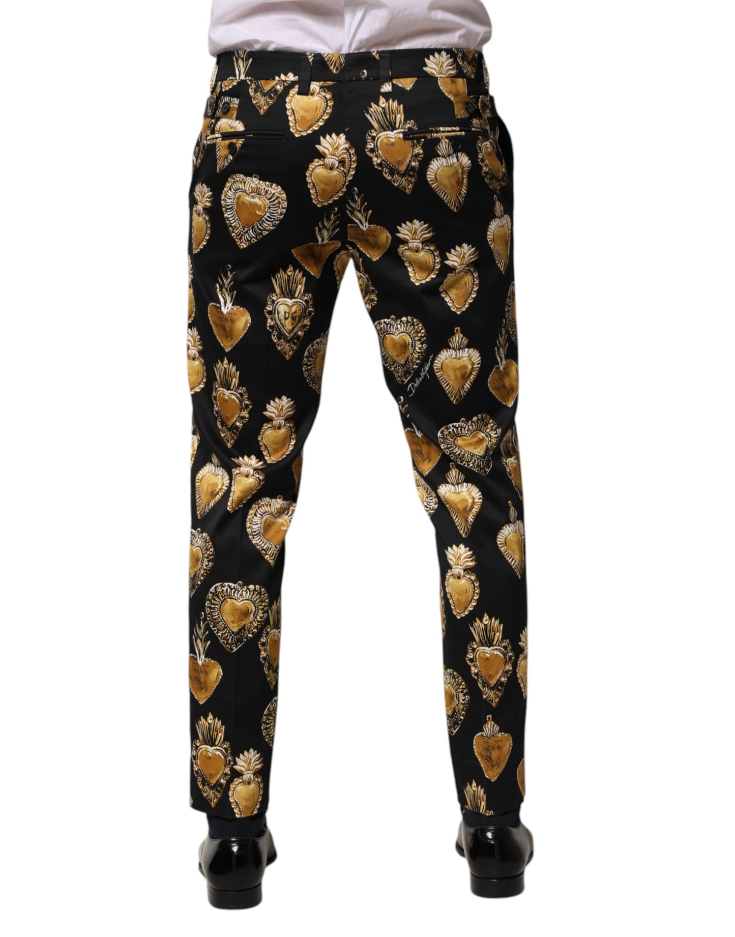 Black Gold Sacred Heart Print Pants