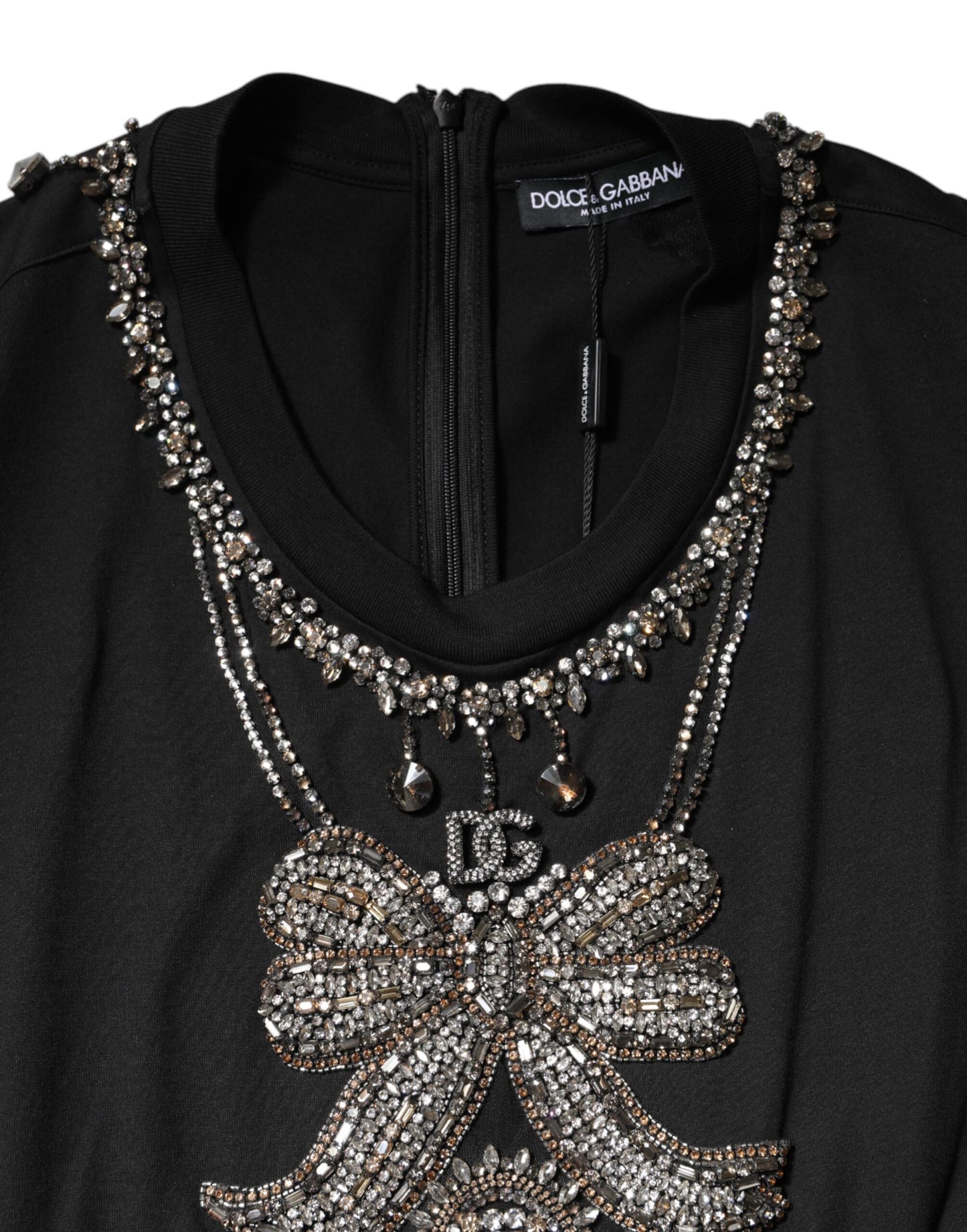 Black Cotton Rhinestone Embellished Tank Top