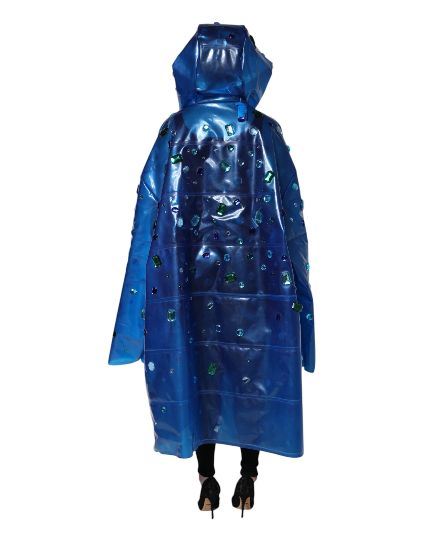 Blue Crystal Hooded Raincoat Jacket