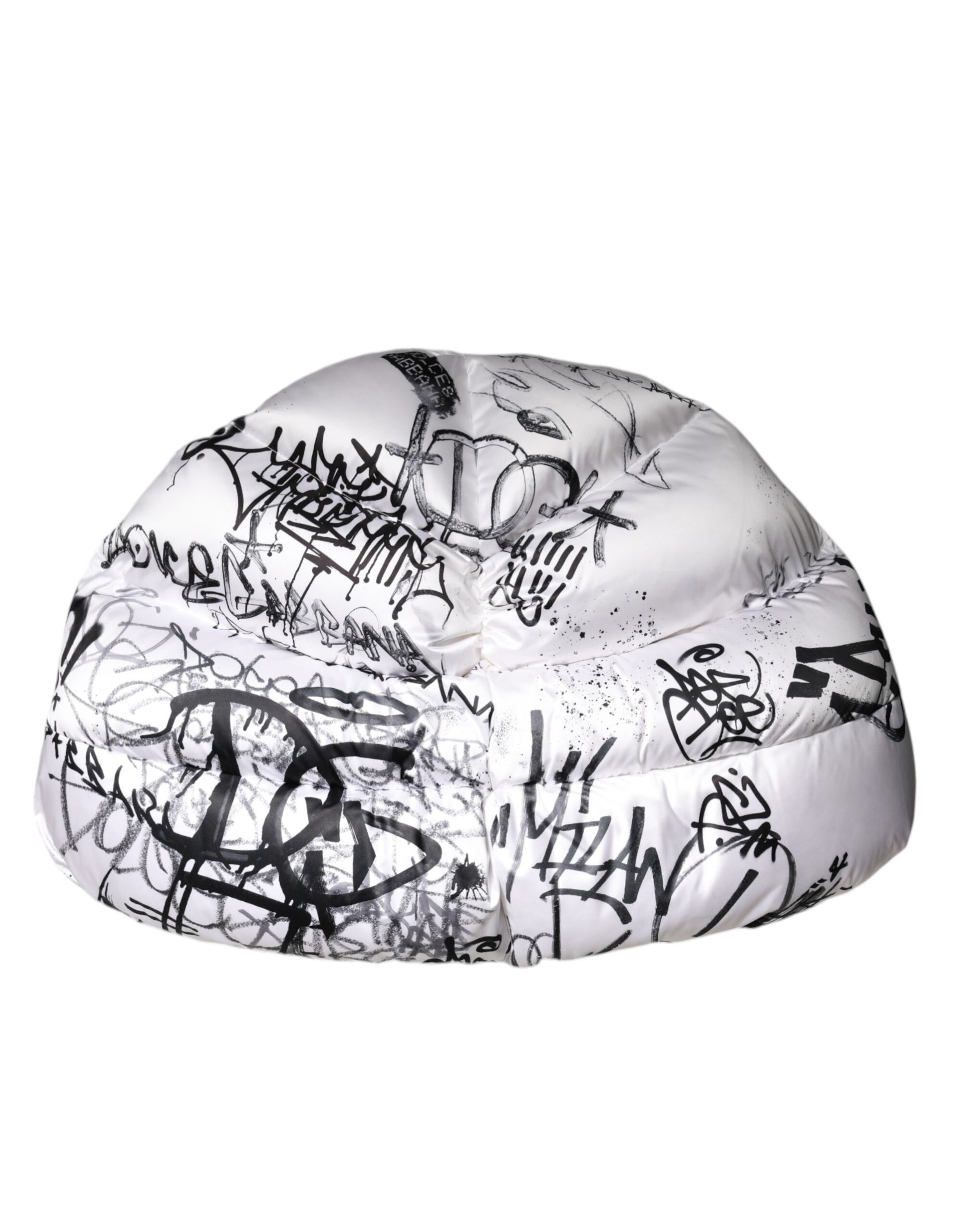 White Polyester Printed Hood Quilted Hat