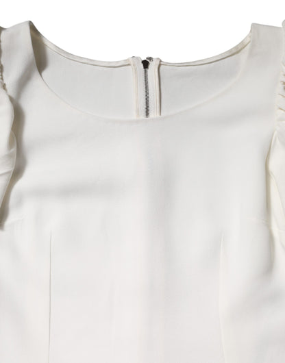 White Viscose Round Neck Short Sleeves Top