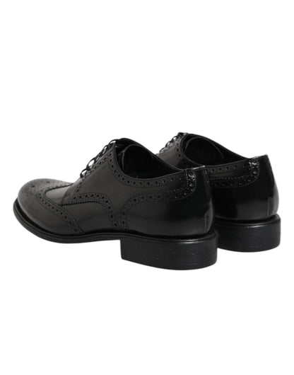 Black Leather Derby Wingtip Formal Shoes
