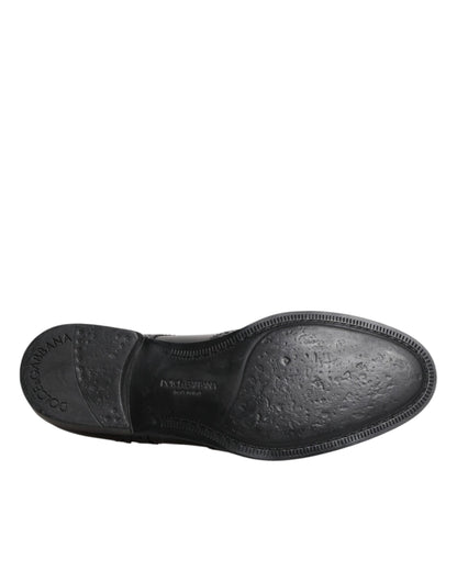 Black Leather Derby Wingtip Formal Shoes