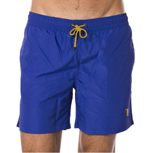 Blue Polyester Men Swimwear
