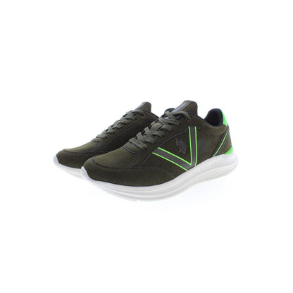 Green Polyester Men's Sneaker