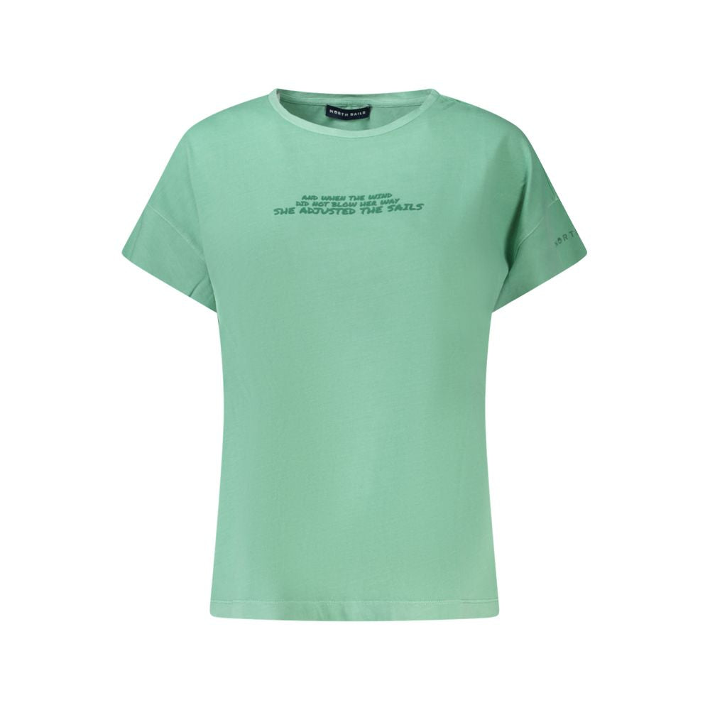Green Cotton Women T-Shirt