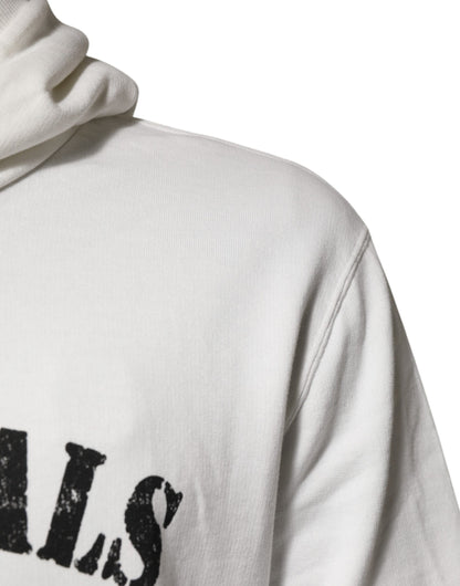White Cotton DG ROYAL Print Hooded Sweater