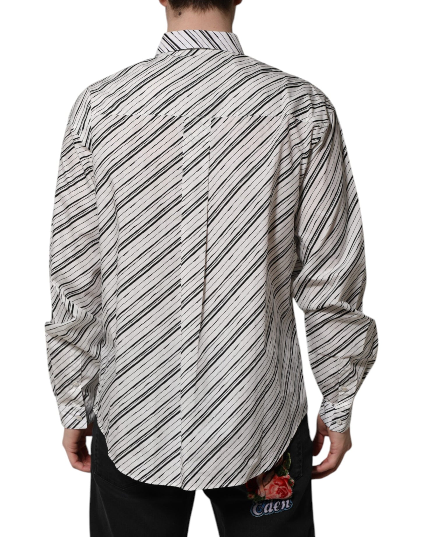 White Striped Long Sleeves Men Formal Shirt