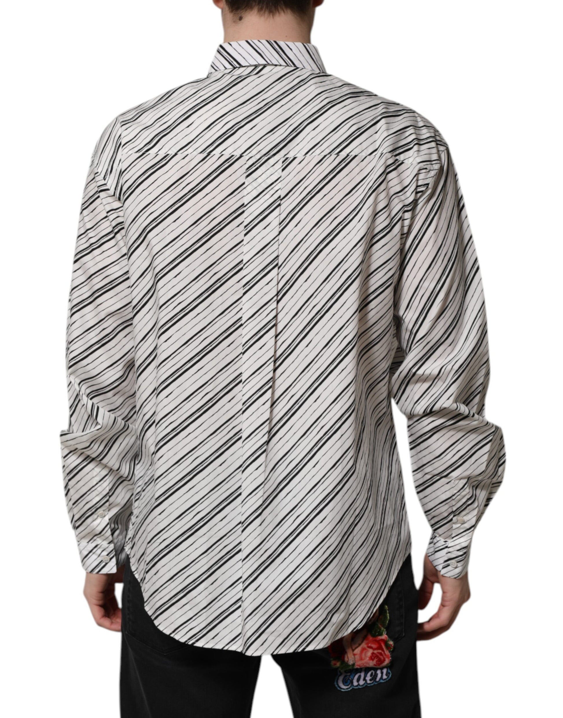 White Striped Long Sleeves Men Formal Shirt