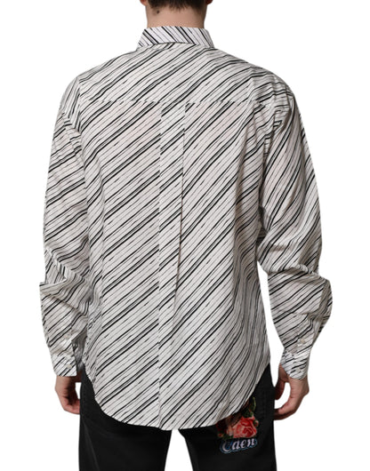 White Striped Long Sleeves Men Formal Shirt