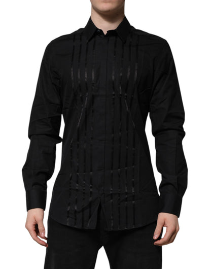 Black GOLD Long Sleeves Men Formal Dress Shirt