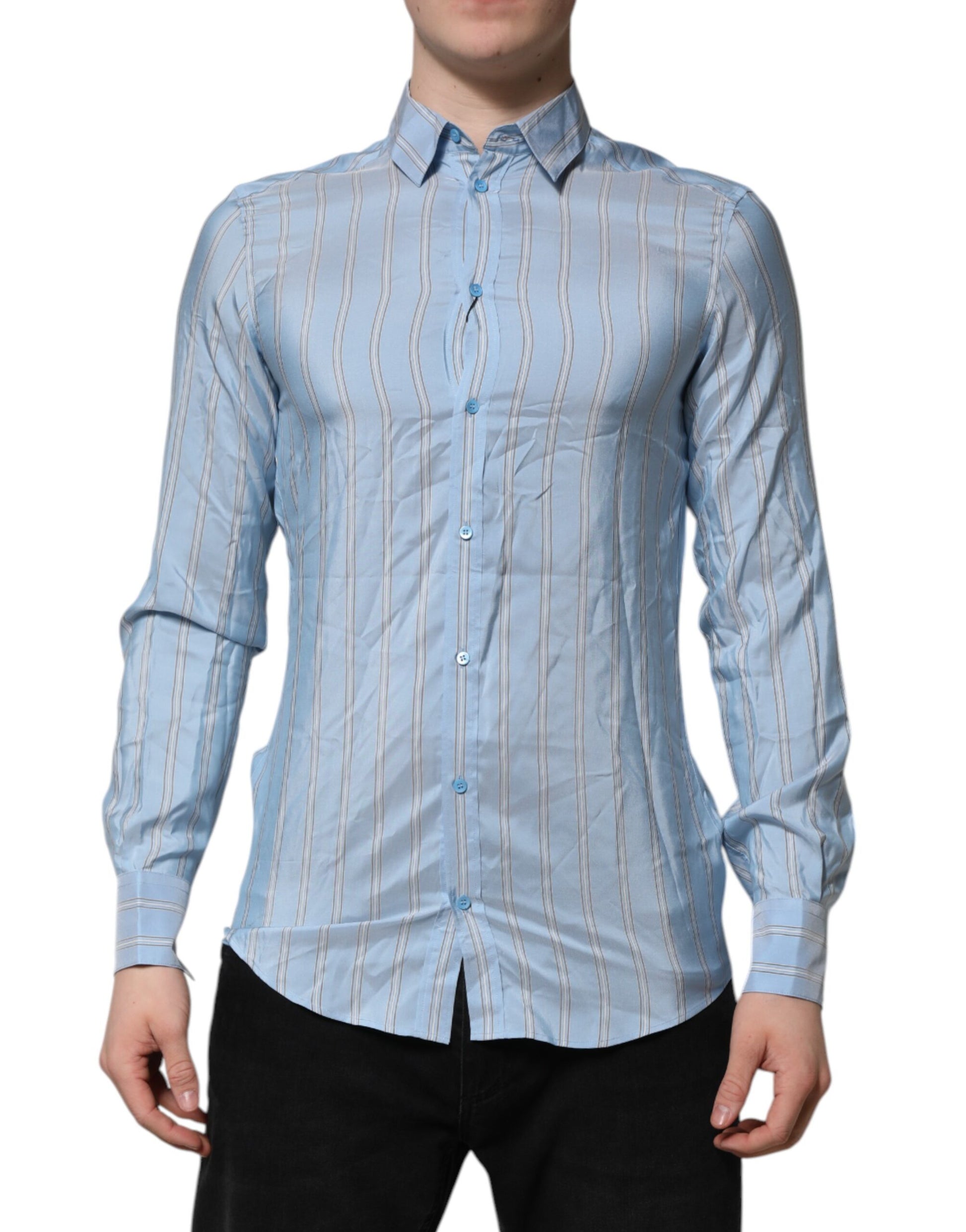 Blue Striped MARTINI Long Sleeves Dress Shirt