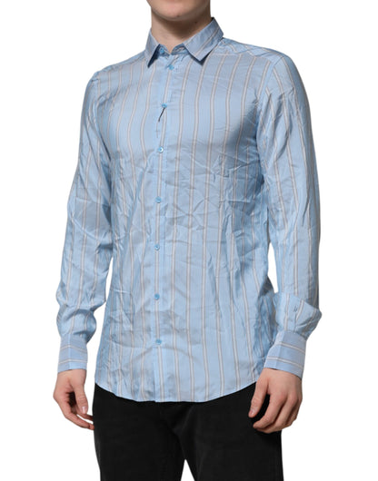Blue Striped MARTINI Long Sleeve Dress Shirt