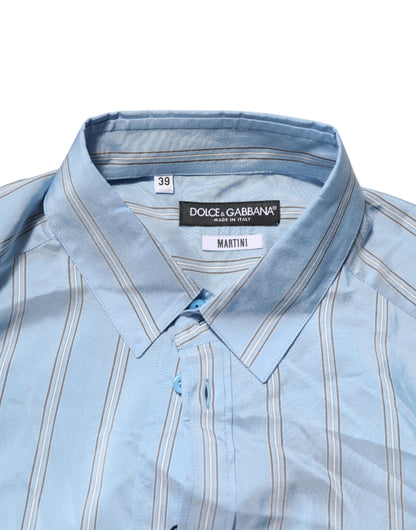Blue Striped MARTINI Long Sleeve Dress Shirt