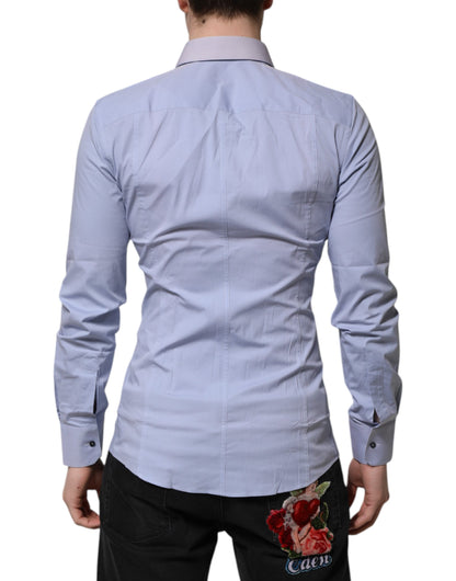 Blue Cotton SICILIA Long Sleeves Dress Shirt