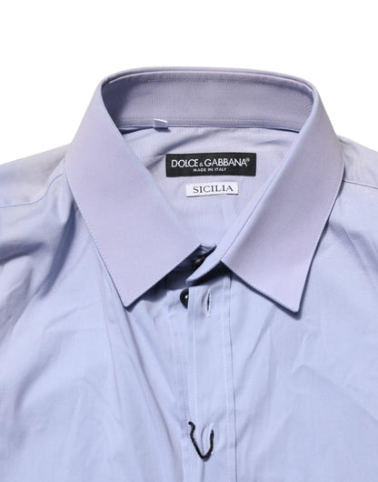 Blue Cotton SICILIA Long Sleeves Dress Shirt
