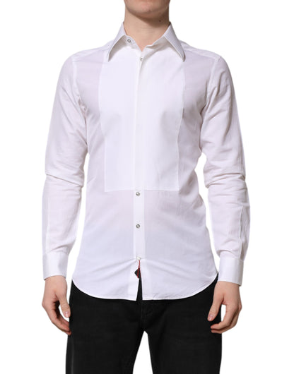 White Cotton GOLD Long Sleeves Dress Shirt