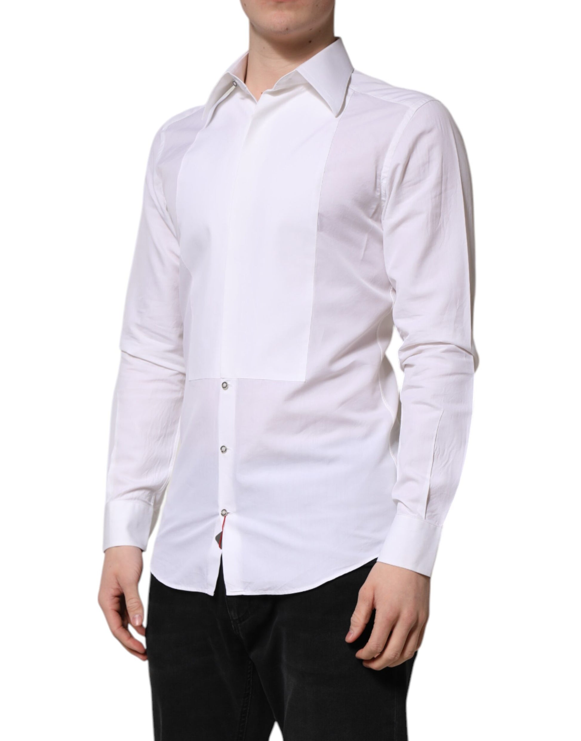 White Cotton GOLD Long Sleeves Dress Shirt